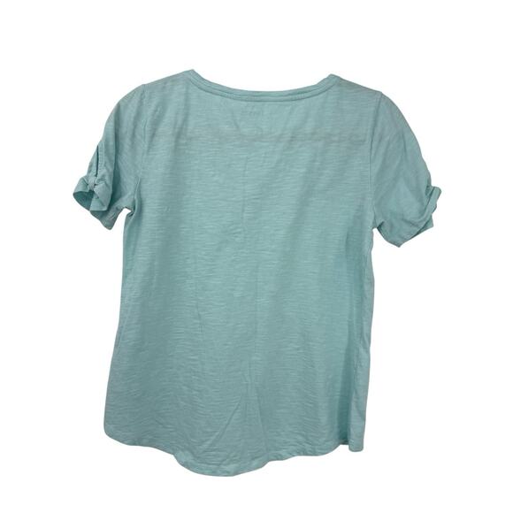 Talbots Tee Tie Short Sleeve Roundneck Sea-foam Green Cotton Size Small p - Picture 2 of 7